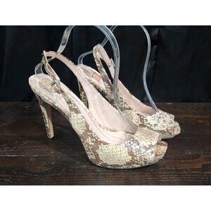 Vince Camuto Halca Snakeprint Stilleto Peep-toe Pumps/Sz. 10M